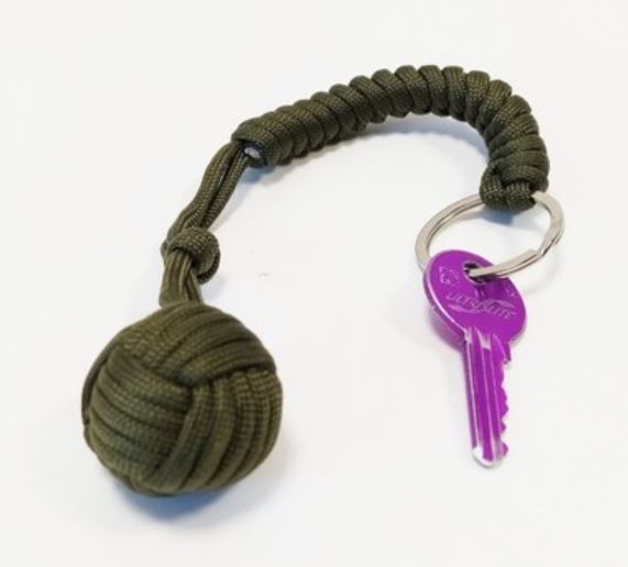 Portachiavi in paracord con sfera in metallo Verde, Outdoor, Articoli difesa  personale, Articoli da difesa